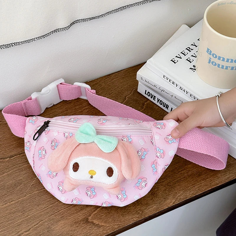 Kawaii Sanrio Cinnamoroll Chest Backpack Hello Kitty Kuromi Messenger Bag My Melody Waist Pack Mobile Phone Bag Purses Kid Gift