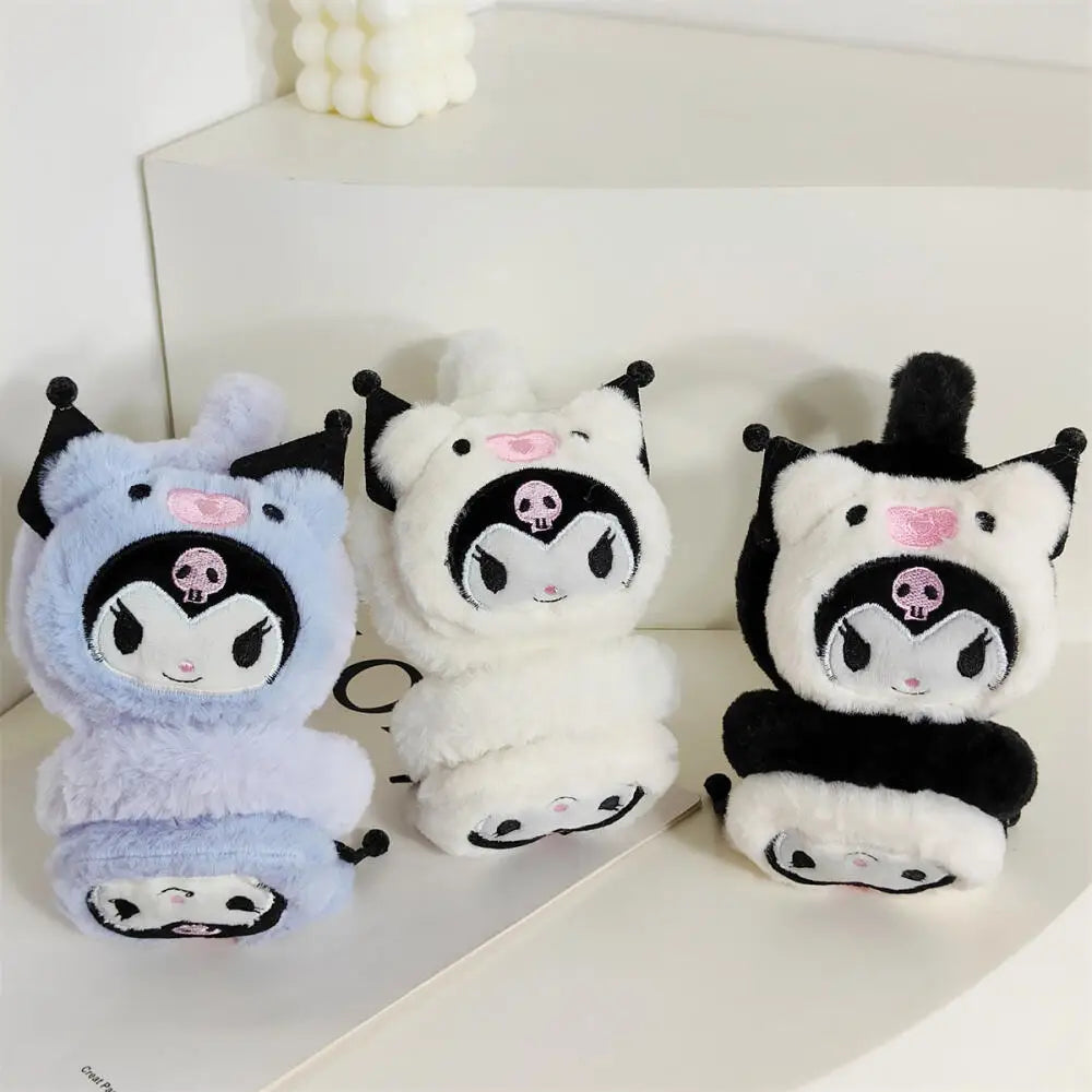 Sanrio Kuromi Cartoon Plush Earmuffs Cute Kuromi Stereo Modeling Earflaps Girls Kawaii Winter Plush Earmuffs Warm Accessories