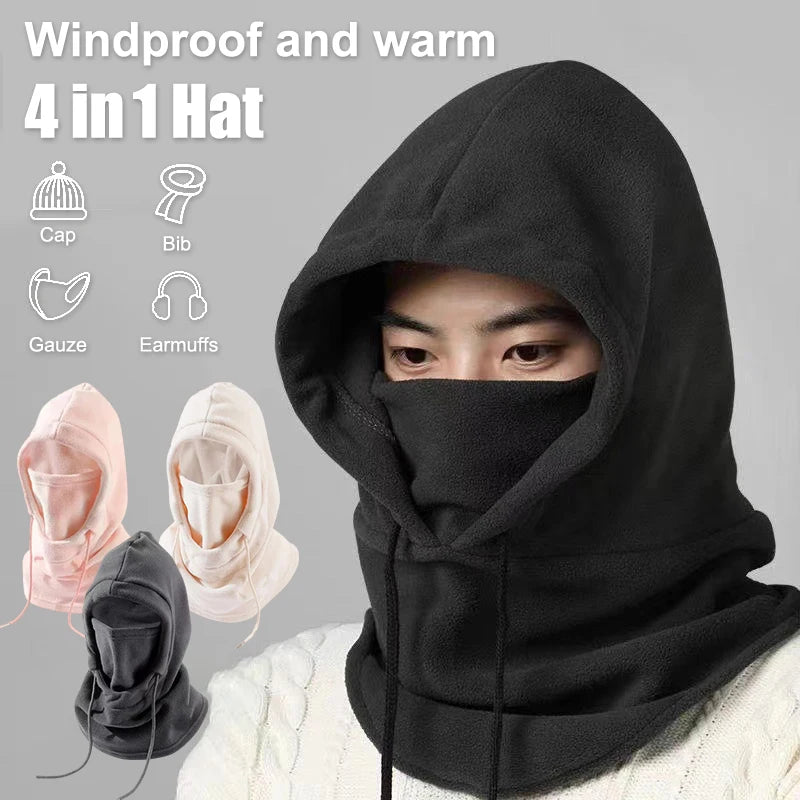 4 In 1 Plush Baseball Cap Wearable Blanket Winter Ski Windproof Cap Thickened Warm Outdoor Cycling Hooded Neck Warmer Sleeve