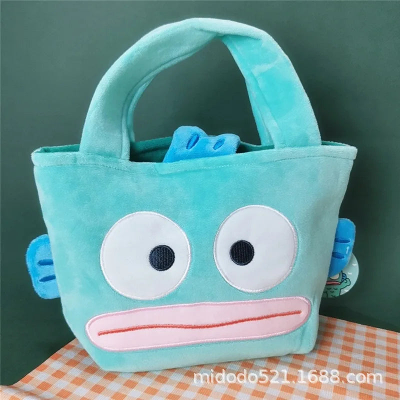 Sanrio Handbag Shoulder Bag Ugly Fish Hanton Pink Fish Big Mouth Fish Monster Plush Toy Large Capacity Bag Coin Purse Storage