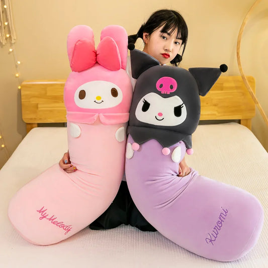 MINISO 60CM Sanrio Plush Kuromi Long Pillow Plush Toys Kawaii Soft Comfortable Cushion Cartoon Kids Girls Sleeping Gifts