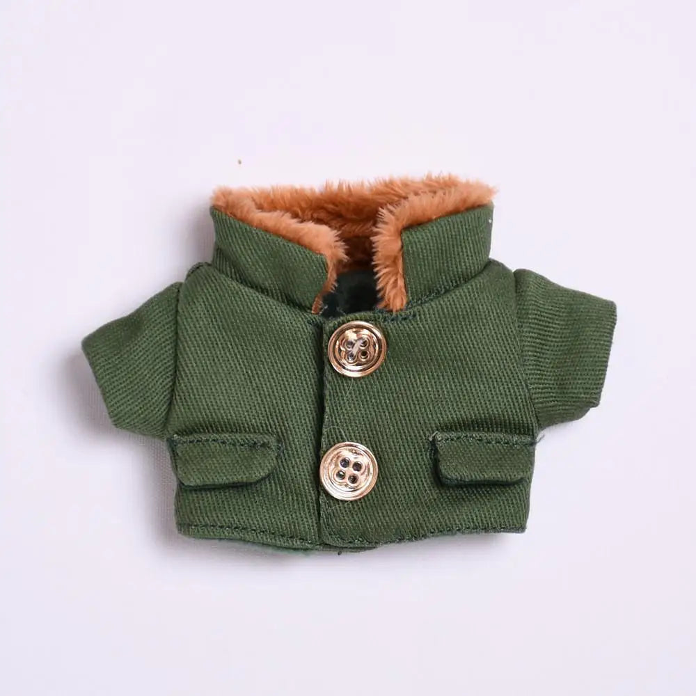 17cm Mini Plush Doll'S Clothes Outfit Accessories For Korea Kpop Exo Labubu Idol V1 V2 Green coat hat set Clothing Gift