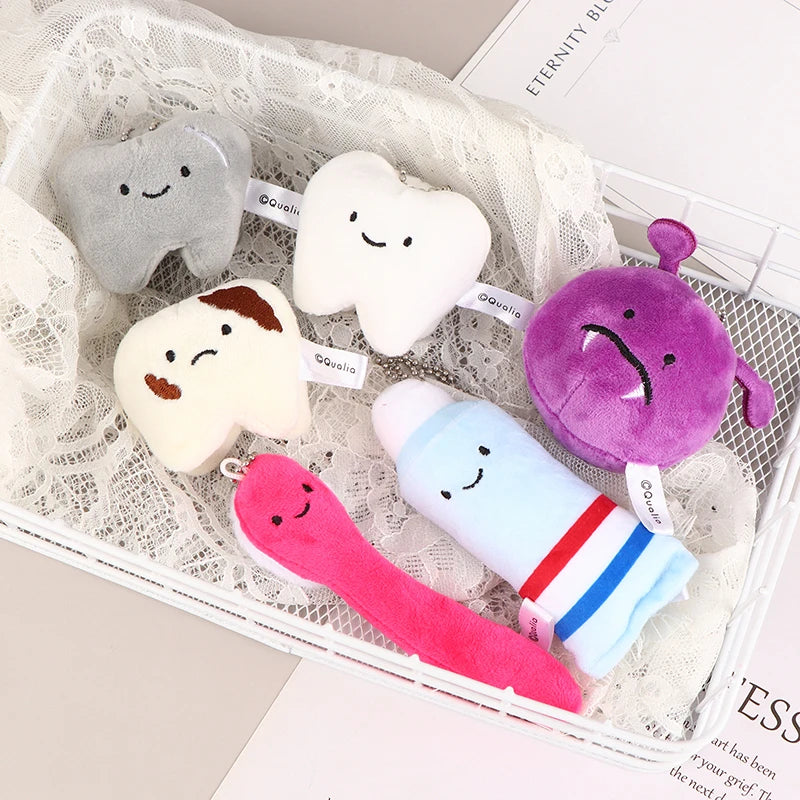 Cute Fun Plush Doll Toy Cartoon Stuffed Tooth Toothpaste Toothbrush Dolls Keychain Bag Pendant For Kids Gifts