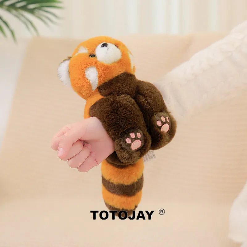 1pc Kawaii Animal Slap Snap Wrap Wristband Bracelet Bunny Panda Tiger Raccoon Plush Hand Ring Wristband Kids Toys Present