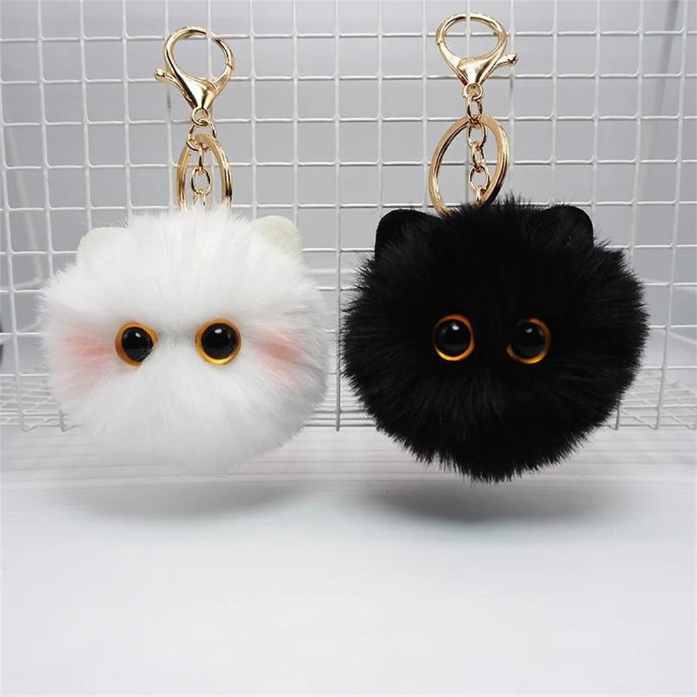 Blush Cat Ball Mountain Mountain Black Briquettes Cat Hand Plush Doll Key Chain Pendant Girl Heart School Bag Pendant