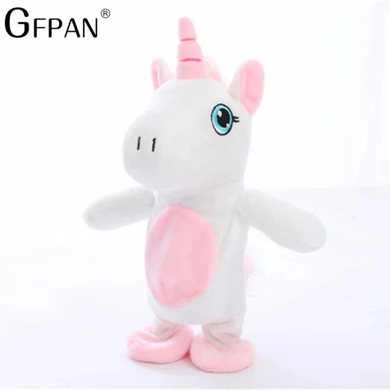 Hot Sale 25cm Magic Unicorn Walking& Talking Stuffed Animal Horse Toy Sound Record Unicorn Plush Fantasy Gift for kids