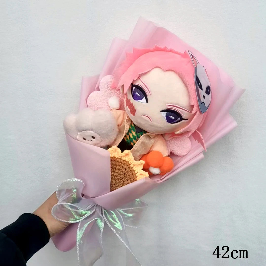 New Anime Ghost Slayer Plush Bouquet Blade Plush Doll Tanjiro Nezuko Game Peripheral Birthday Valentine's Day Graduation Gift