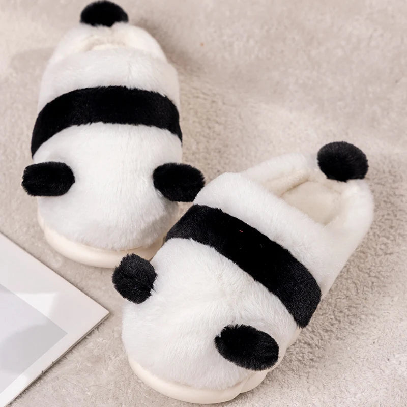 Kawaii Panda Slippers Women Shoes Winter Slippers Indoor House Shoes Warm Plush Slipper Men Couples Home Slides Footwear