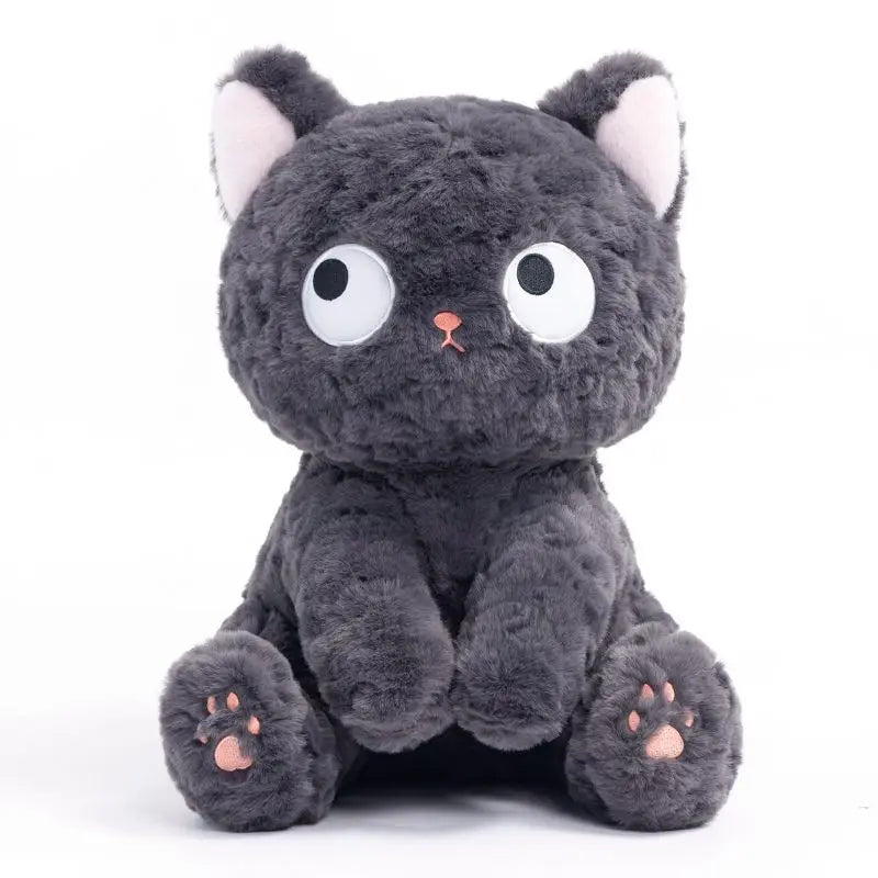 Funny Three Poses Fat Black Cat Plush Stuffed Animals Toy Lifelike Cat Doll for Boys and Girls Children Xmas Birthday Gift