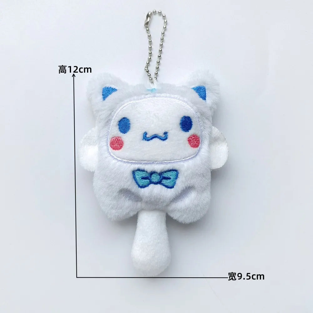 Sanrio Kuromi Cinnamoroll Cross-dressing Cat Doll Keychain My Melody Anime Cartoon Backpack Cute Pendant Children Plush Toys