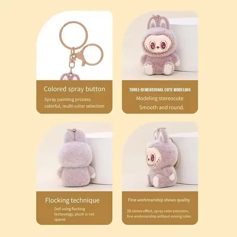 New Labubu Keychain Cartoon Labubu Backpack Pendant Decorative Car Keychain Model Doll School Bag Charm Cute Keyring Festivals