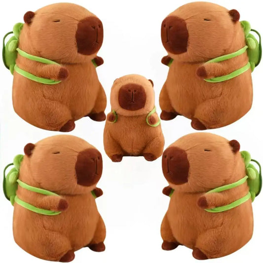 Strawberry Hat Capybara Plush Toy Simulation Turtle Backpack Capibara Stuffed Animals Papa Hand Circle Ring Small size Pendant