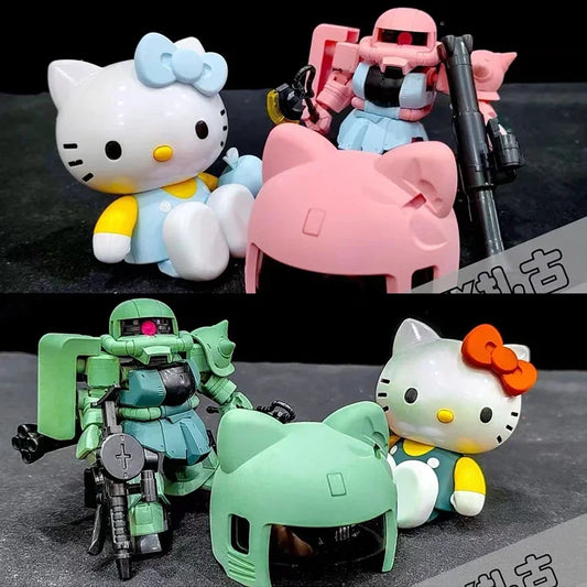 Mengshan Zaku 2 Figure Hello Kitty KT Series Collection Assembly Model Action Figures Robot Figurine Cute Plastic Toy Girl Gifts