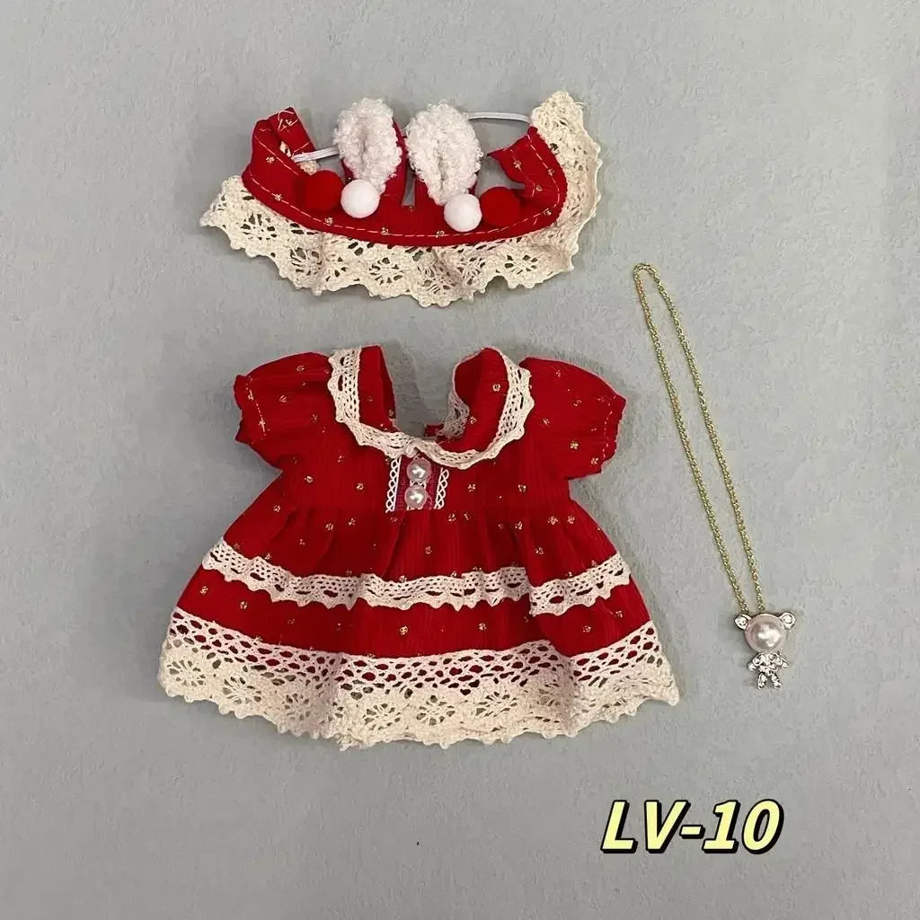 Doll dress up Lolita maid cute princess small skirt casual suit for Baby Three V3/ 20cm cotton doll clothes no doll