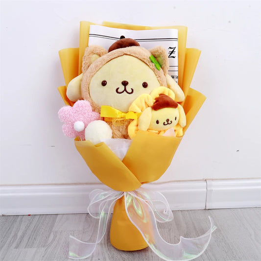 Plush Bouquet Pom Pom Purin Plush Doll Kawaii Cartoon Stuffed Bouquet Valentine's Day Christmas Graduation Surprise Gifts