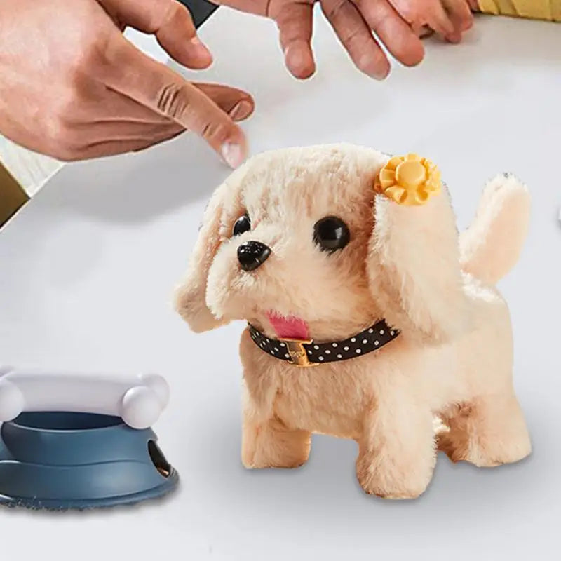 Walking Puppy Toy Plush Cute Electronic Dog Toy With Pet Backpack Simulation Electric Plush Puppy With Feeding Deluxe Kit For