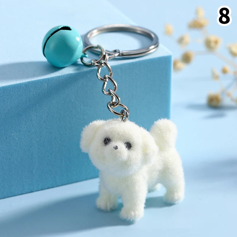 3D Flocking Polar Bear Keychain Cartoon Plush Animal Keyring Bag Pendant Car Key Holder Earphone Charm DIY Jewelry Accessor