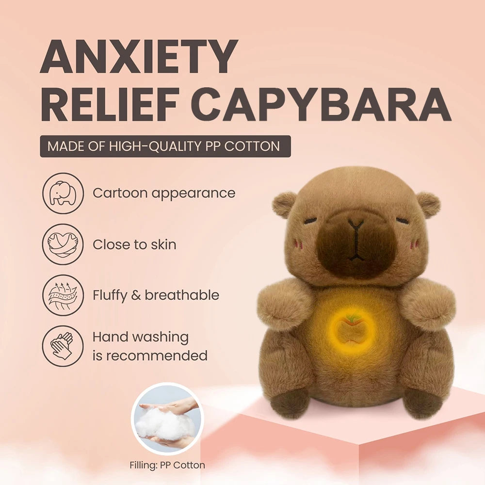 4 MODES Original Sleeping Time Baby Breathing Anxiety Relief Capybara Sensory Toys with Hug Stuffed Plush Capybara and Otter Toy