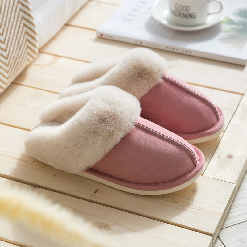 Velvet cotton slippers for autumn and winter home, couple's warm home, indoor thick soled non slip slippers for men and women