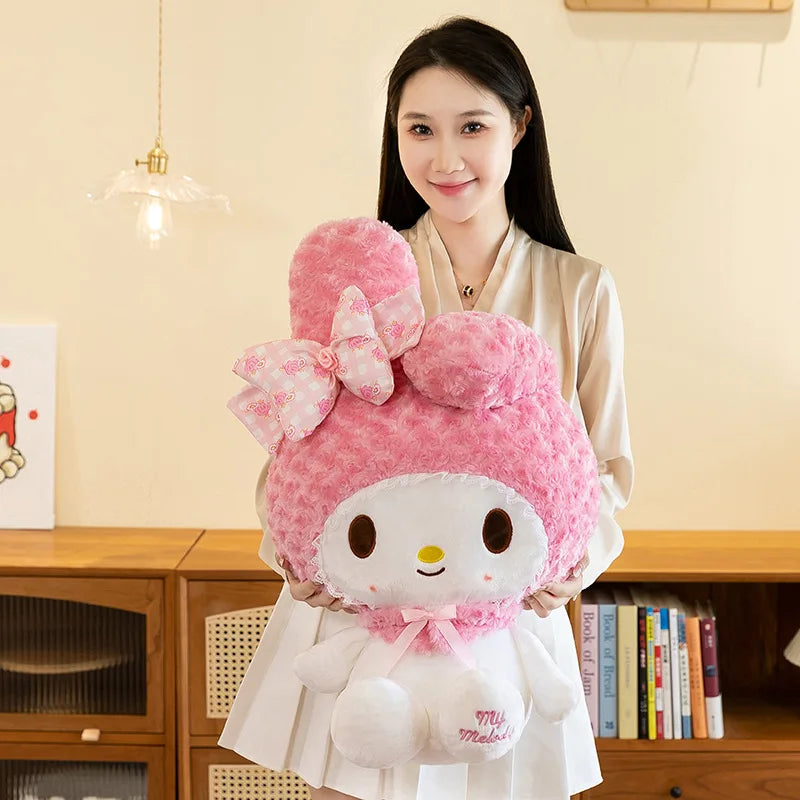 35/50CM Sanrio Hello Kitty Melody Cat Plush Toy Rose Skirt Cartoon Plushie Doll Soft Stuffed Anime Pillow Girls Birthday Gifts