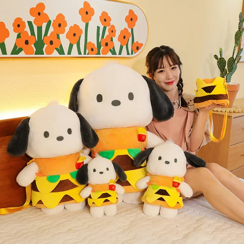 Burger Pochacco Plush Doll Toy Undressable Pacha Doll White Puppy Dog Doll Girls Sleeping Pillow Cuddle Birthday Gift Toy