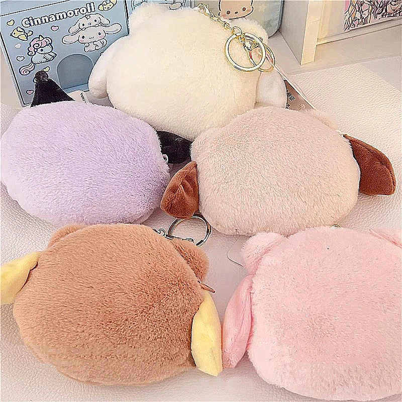 Kawaii Sanrio Hello Kitty Anime Plush Doll Keychain Cartoon Cute Cinnamoroll Pendant Wallets for Girlfriend Gifts Kids Toys