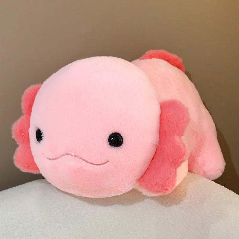 45cm/60cm Cute Pink Newt Plush Toy Stuffed Kawaii Axolotl Salamander Fuzzy Long Plush Fish Appeasing Pillow Cushion Kids Gift