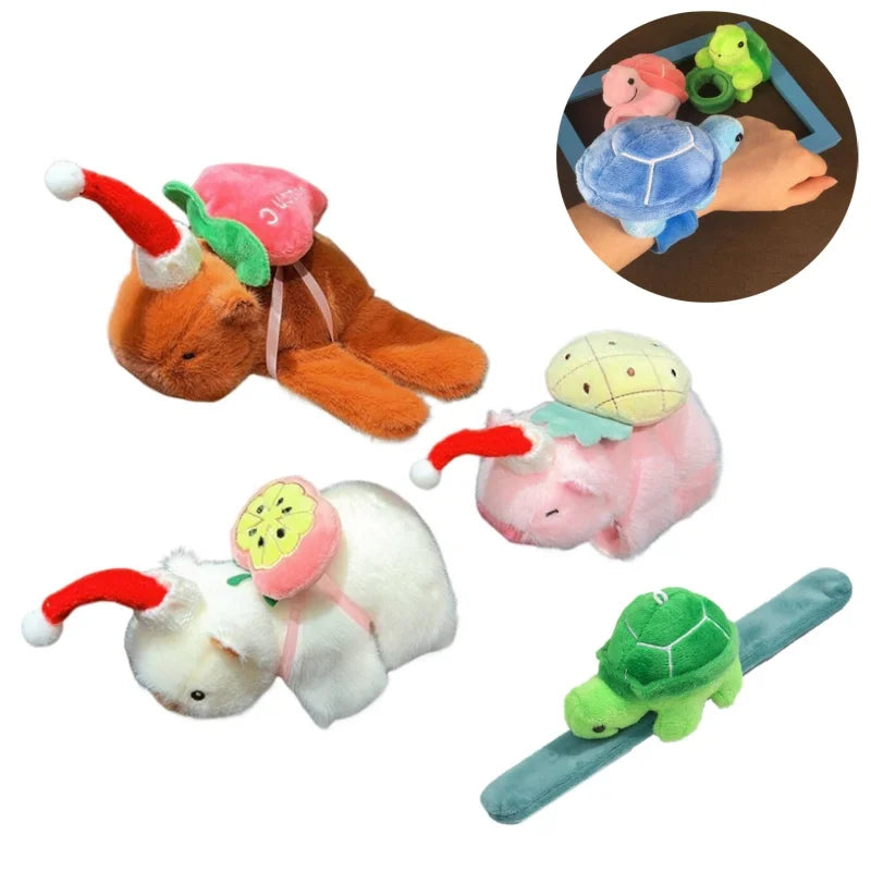 Lovely Capybara Animal Clap Circle Wristband Bracelet Plush Animal Hand Ring Kids Adult Funny Toys Christmas Gift