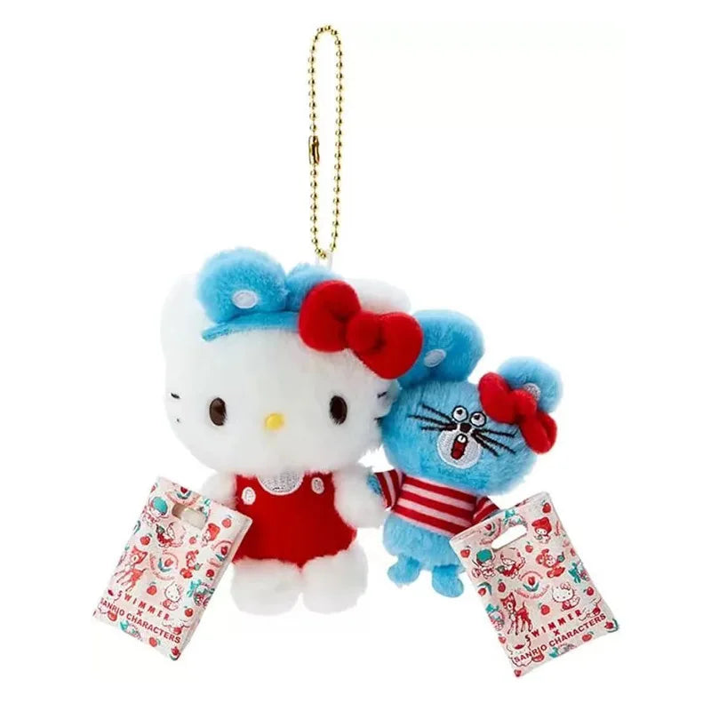 Sanrio Plush Doll Hello Kitty Car Keychain Children and Students Cute School Bag Pendant Couple Holiday Gift Anime Peripheral