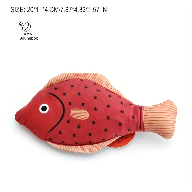 1PC Realistic Fish Cat Toy - Interactive Plush Chew Toy with Sound, Bite-Proof for Cats & Kittens - Stimulates Play