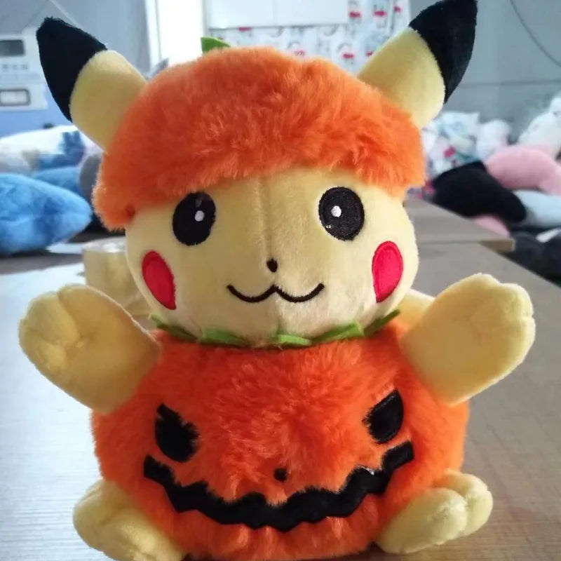 Pokemon Elf Doll Cartoon Pikachu Pumpkin Clothing Plush Doll Halloween Children's Toy Plushies Stuffed Animal Children's Doll