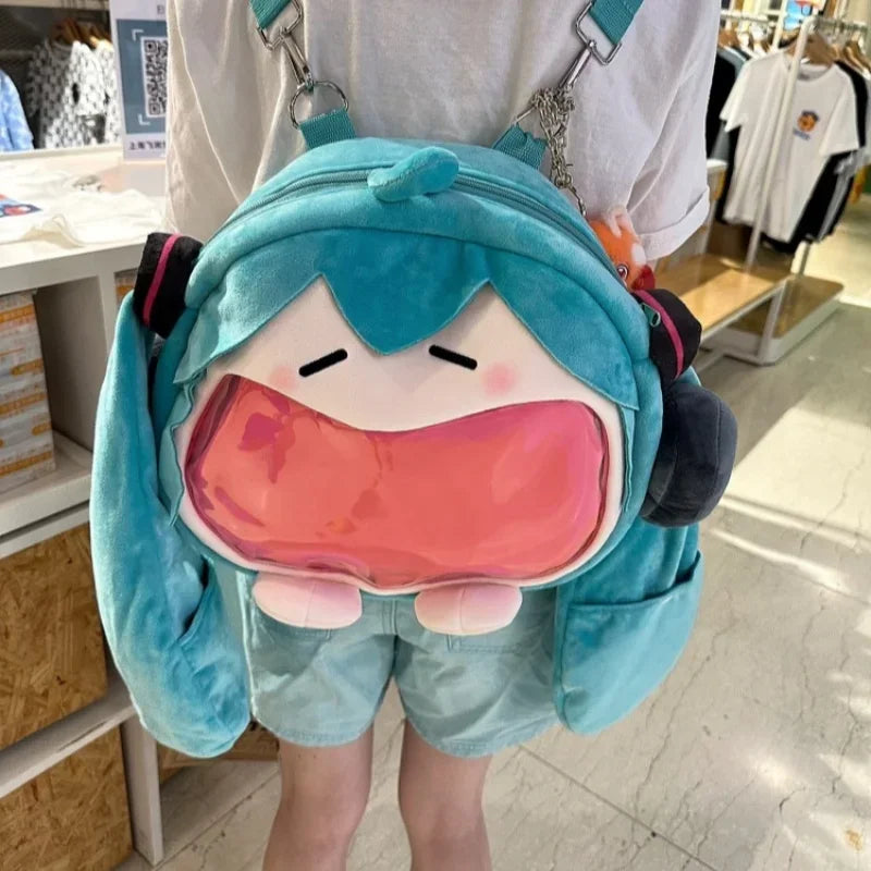 Hatsune Miku Shoulder Bag Backpack Cute Anime Girl Plush Cartoon Kawaii Knapsack Student Bag Packet For Kids Gifts Toys