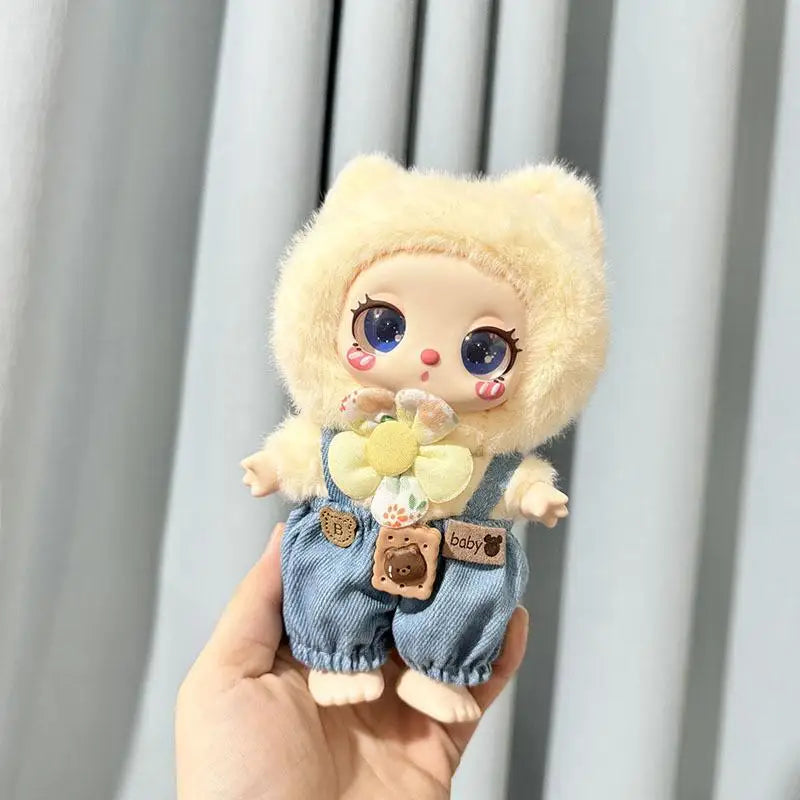 16cm Mini Plush Doll'S Clothes Outfit Accessories For Liila LUCKY CAT Idol happy bear overalls Clothing Gift