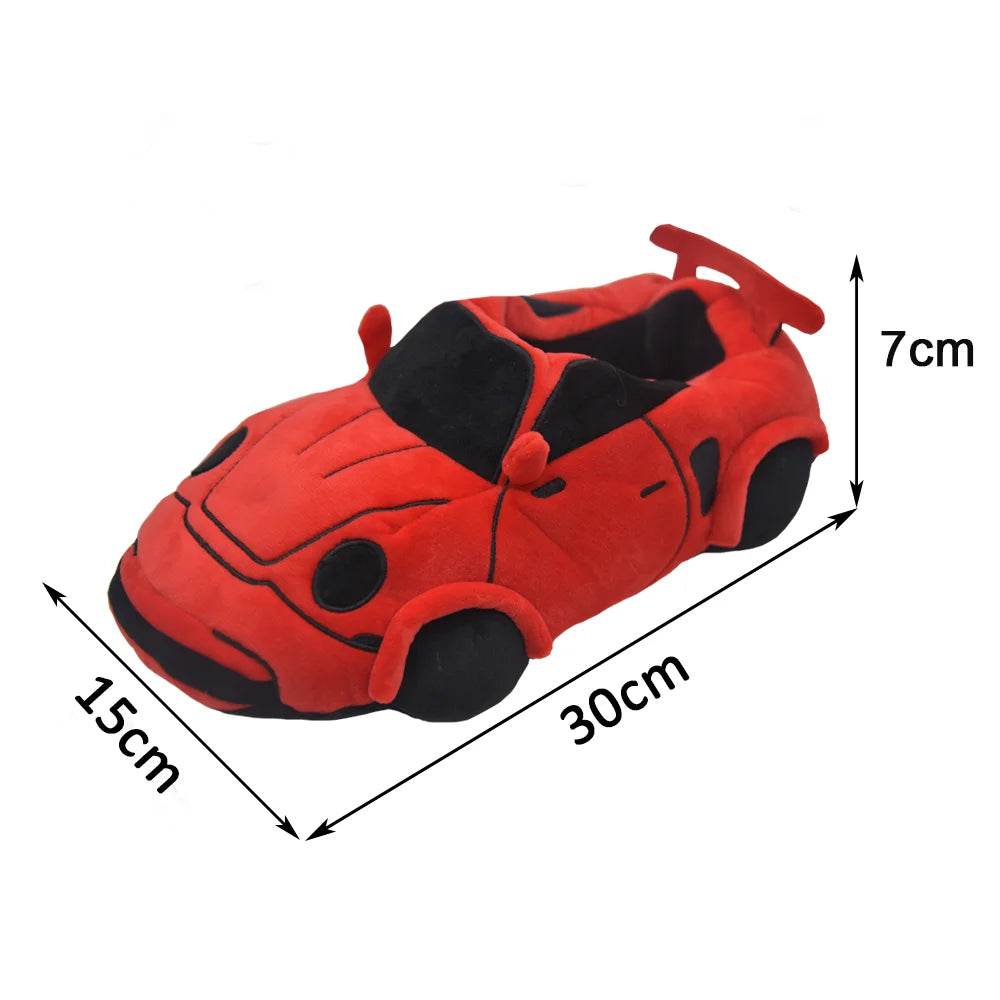 TreasuringU Car Shape Plush Shoes Vehicle Car Warm Soft Fluffly Slippers Women Men Winter House Slipper Christmas Gifts