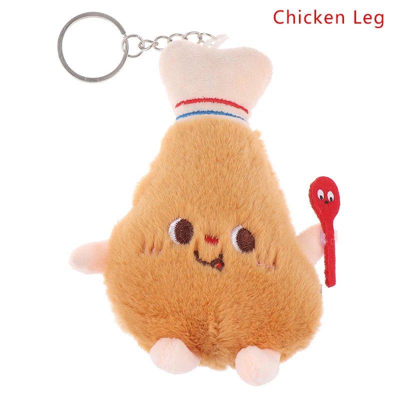 1Pc Food Plush Keychain Hamburger Hot Dog French Fries Doll Soft Stuffed Plush Pendant Kid Gifts Toys