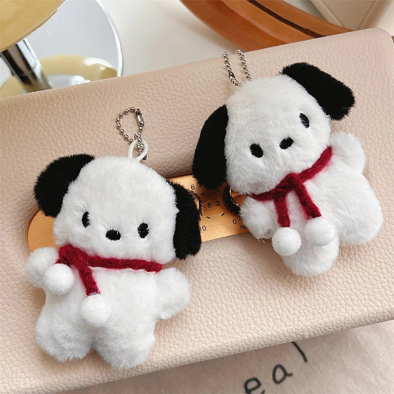 Cartoon Dog Doll Keychain Women Cute Plush Dog Keyring For Girls Gifts Creative Car Keychain