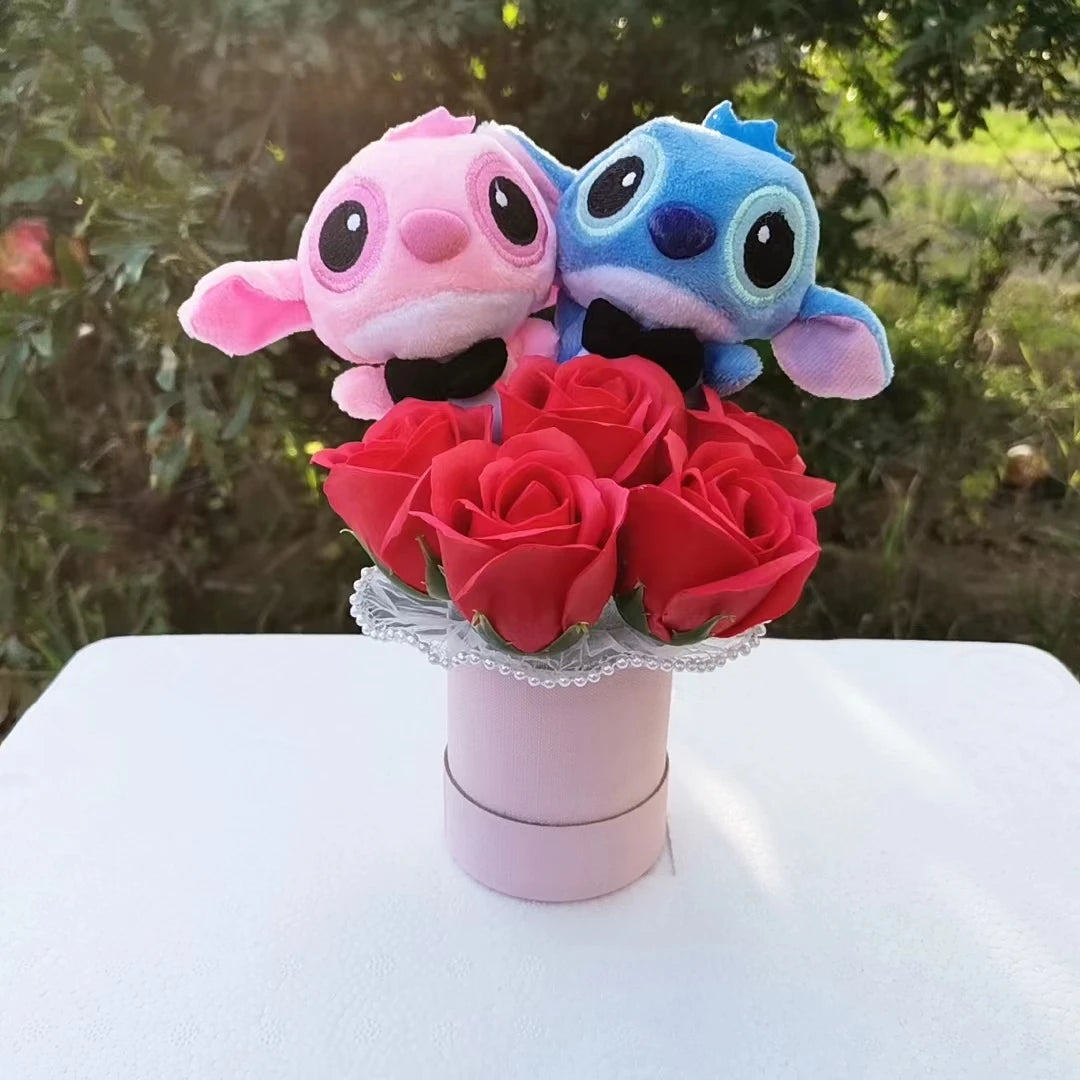 Anime Stitch Flower Bouquet Cartoon Lilo Stitch Plush Toy Doll Bouquet Children Xmas Birthday Valentine Graduation Gift