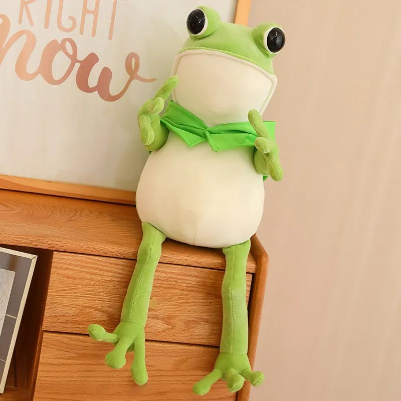 45CM-80CM Cute Cloak Frog Plush Toy Throw Pillow Big Eyes Long Legs Bed Soothing Rag Doll Children Birthday Gift