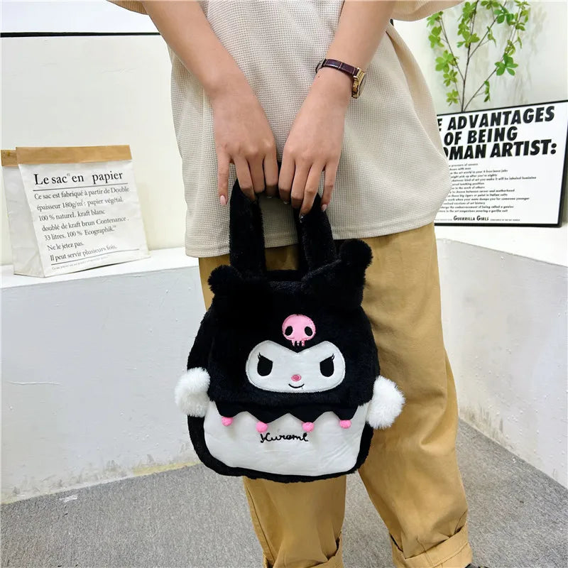 Sanlio Kuromi Japanese Plush Handbag For Student Commuting Large Capacity Cute Girl Feeling Giving Girlfriend Christmas Gifts