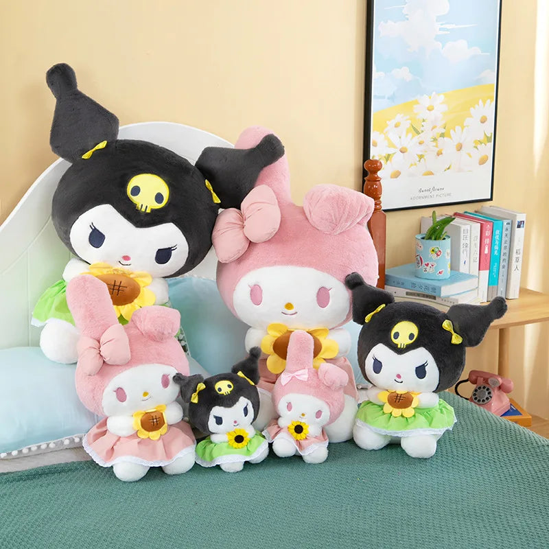 30/45cm Sanrio Kuromi Melody Cinnamoroll sunflower Cartoon Cute Plush Stuffed Toys Plushie Soft Dolls Pillow Birthday Gifts kids