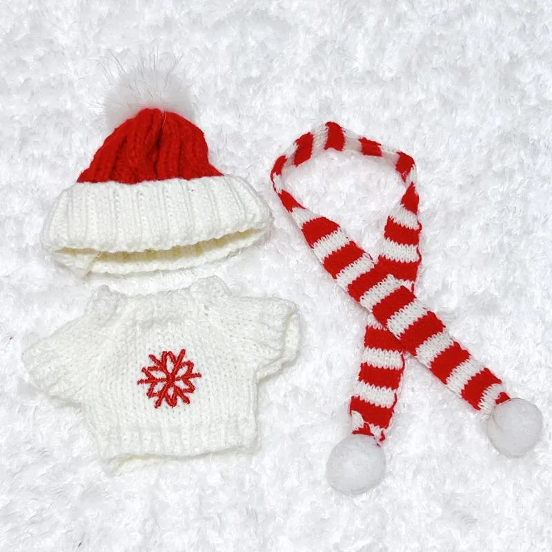 For 15 CM Labubu dresses-up winter sweater set doll clothes Kawaii Cute Doll Accessories Kids Toys for labubu Christmas gift