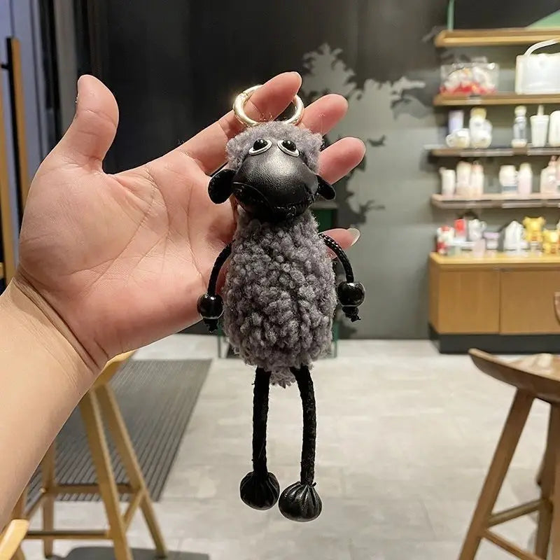 Cute and Creative Lamb Plush Toy Car Pendant Simulation Lamb Keychain Bag Small Pendant Gift for New Year's Gift to Friends