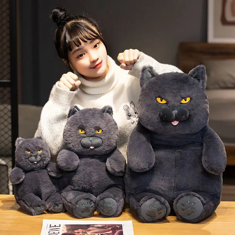 30cm-60cm Kawaii British Shorthair Cat Soft Plush Toys Stuffed Animal Dolls Gift Lovely Fat Gray Cats Pillow Home Decor