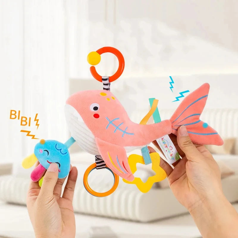 Soft Infant Crib Bed Stroller Mobile Hanging Rattle Baby Educational Toys Brain Developmental Hand Grip Cute Stuffed Animal Toys