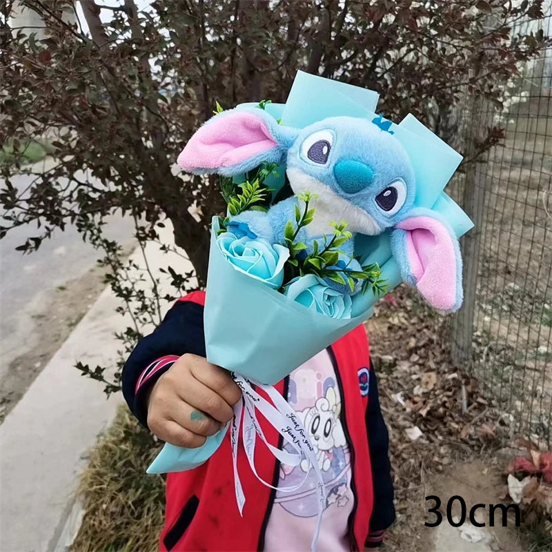 Lilo & Stitch Graduation Plush Bouquet  Anime Soft Stuffed Animals Children Birthday Home Decoration Christmas Party Gift