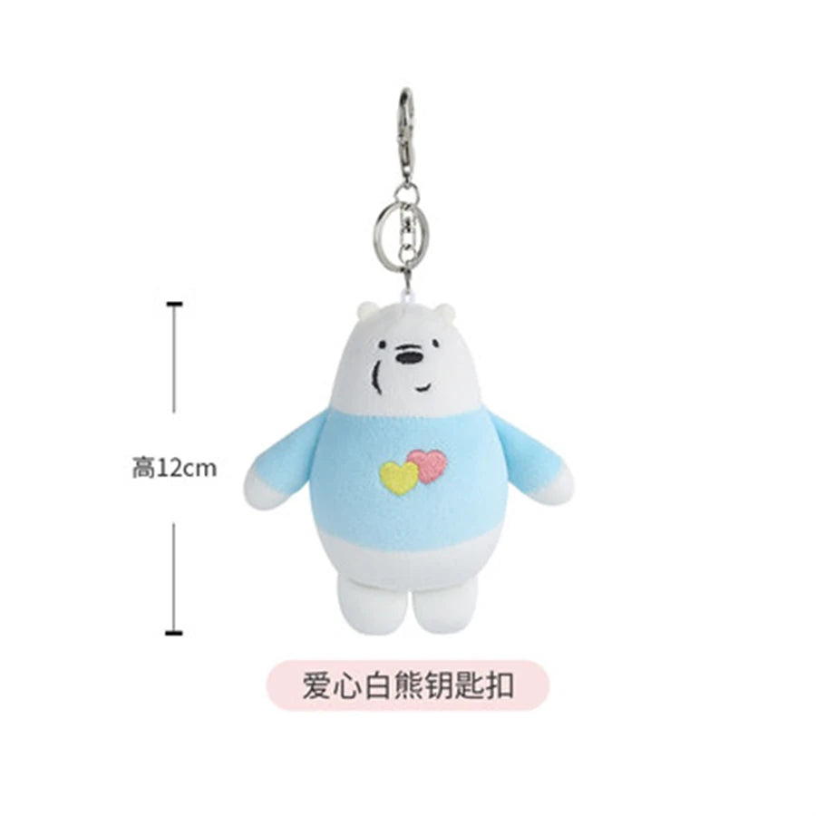 12cm We Bare Bears Anime Plush Keychain Toys Pendant Grizzly Panda Ice Bear Key Ring Stuffed Dolls Plushies Gifts