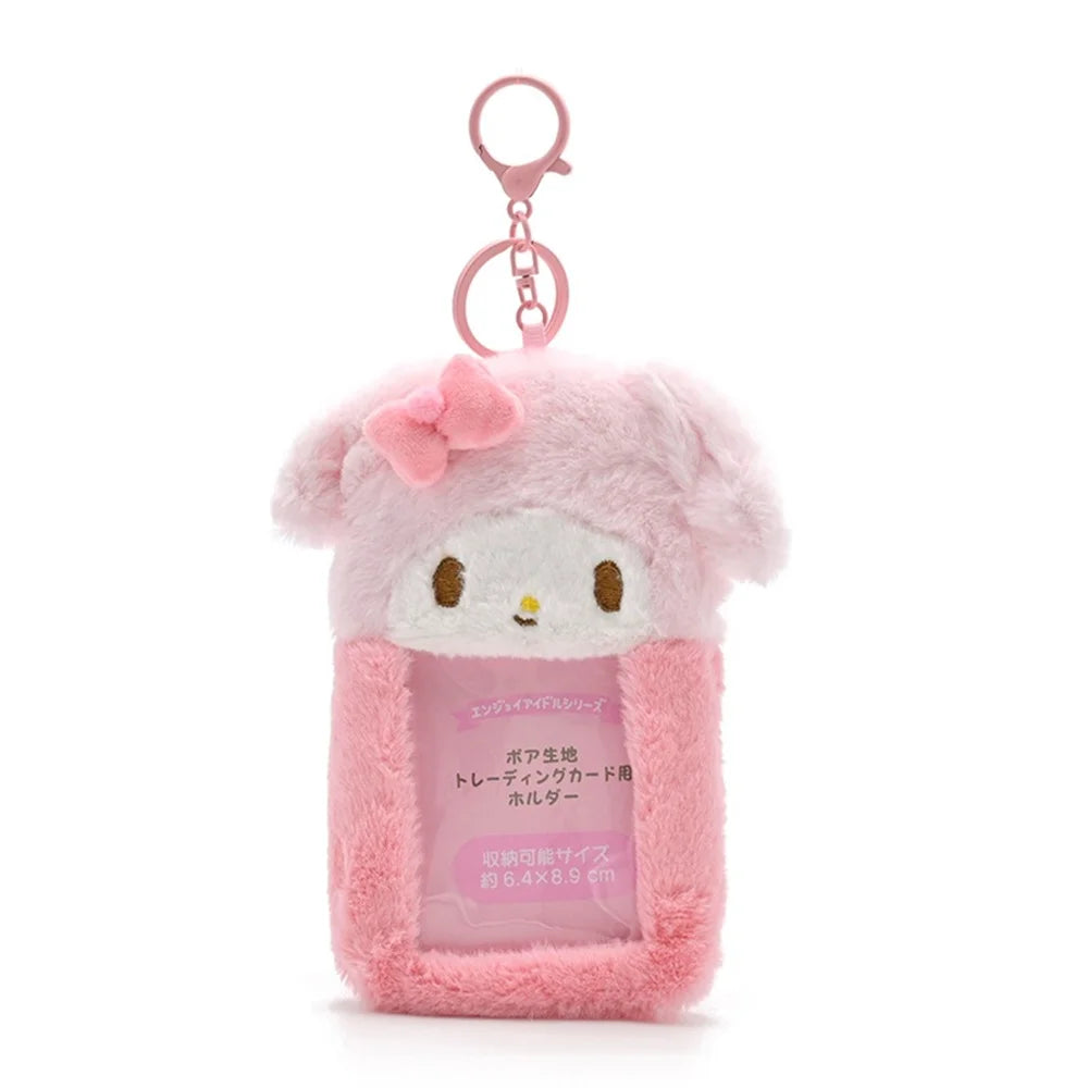 Sanrio Hello Kitty Plush Card Case Keychain Kuromi Melody Card holder Kawaii Photo Card Display Sleeves Cute Bag Pendant Gifts