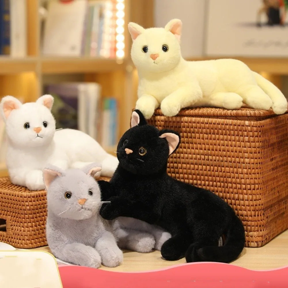 New Soft Black Cat Plush Toy Fluffy Lifelike Cat Plush Doll Stuffed Animals Creative Plush Kittens Birthday Christmas Party Gift