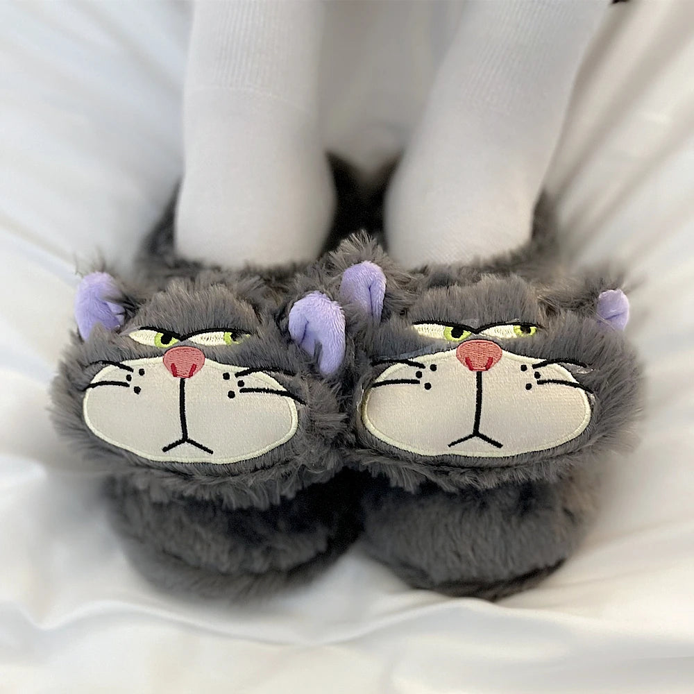 Lovely Disney Lucifer Cat Slippers Comfortable Indoor Home Shoes Kawaii Cartoon Anime Shoes Xmas Gifts for Autumn Winter Girl