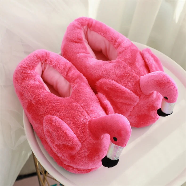 Winter lovely Home Slippers Chausson Shoes Women Flamingo slippers pantuflas unicornio pantoufle femme Warm Cotton Shoes hy24